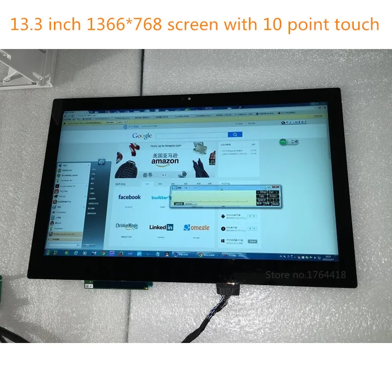 

13.3 inch 1366*768 HD capacitive touch screen 10 point monitor for Raspberry pi banana pi XBOX PS3 PS4 game display monitor diy
