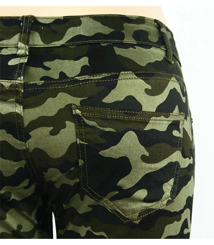 Youaxon женские S-XXXXXL размера плюс шикарные камуфляжные армейские зеленые обтягивающие джинсы для женщин женские камуфляжные укороченные узкие брюки