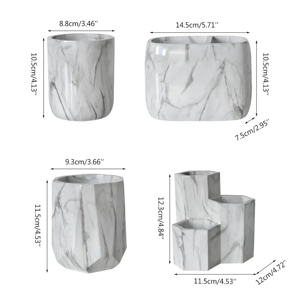 Офисные домашние креативные держатели для ручки кисти для макияжа ваза коробка для хранения с мраморным зерном стол контейнер инструмент