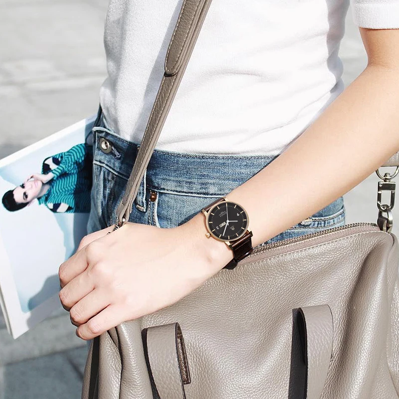 

Ladies High Quality Leather Watches Ultra-thin Quartz Girl Wristwatch 2018 Fashion Dial Women Leather Strap Casual Dress Watch