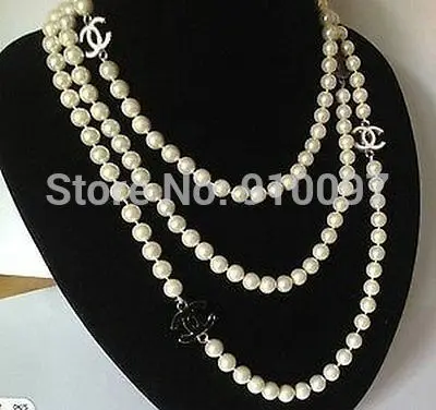 

free shipping >NEW Top Long beautiful 8mm white shell pearl necklace 50