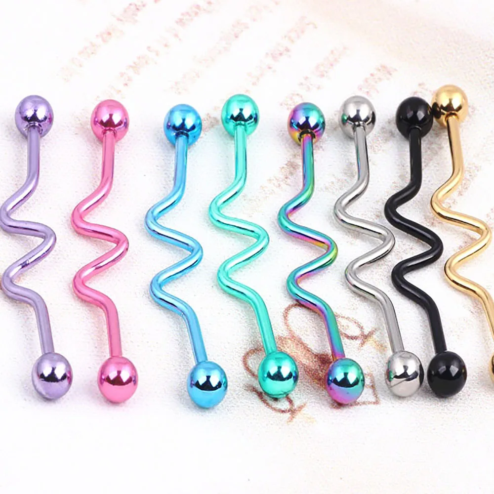 

TIANCIFBYJS 14G Surgical Steel Anodized Industrial Barbell Earrings for Women Men Helix Piercings Cartilage Body Jewelry 100pcs