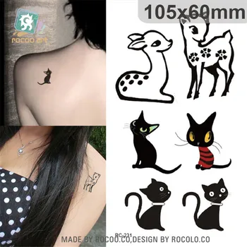 

harajuku waterproof temporary tattoos for lady women lovely 3d animal cat deer design tattoo sticker Free Shipping RC2231