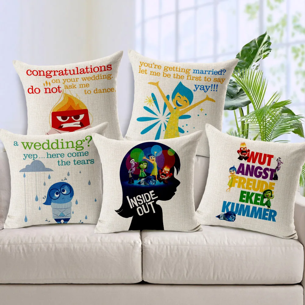 Inside Out pillow case, cute cartoon movie Inside Out throw pillow case