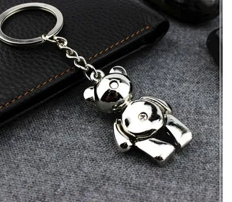 

100pcs/lot fedex fast Teddy bear key chain Cute gift Stainless Steel keychain keyring key holder keyfob 10cm