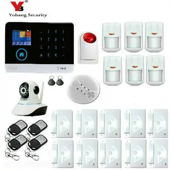 

Yobang Security Android IOS App Control Surveillance Camera 3G WIFI Alarm With RFID Tags Strobe Siren Smoke Fire Alarm Kits