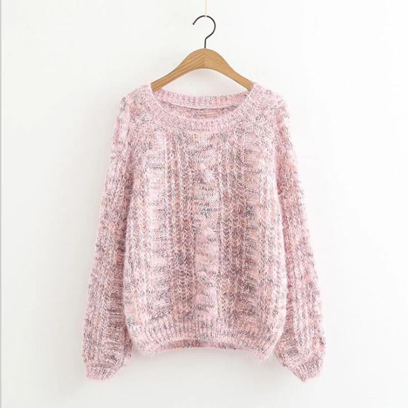

Sweater Women's Sweater Loose Clothes Large Size Strap Short Sweater Korean Wave Lantern Sleeve Light Gray Rice White Light Blue