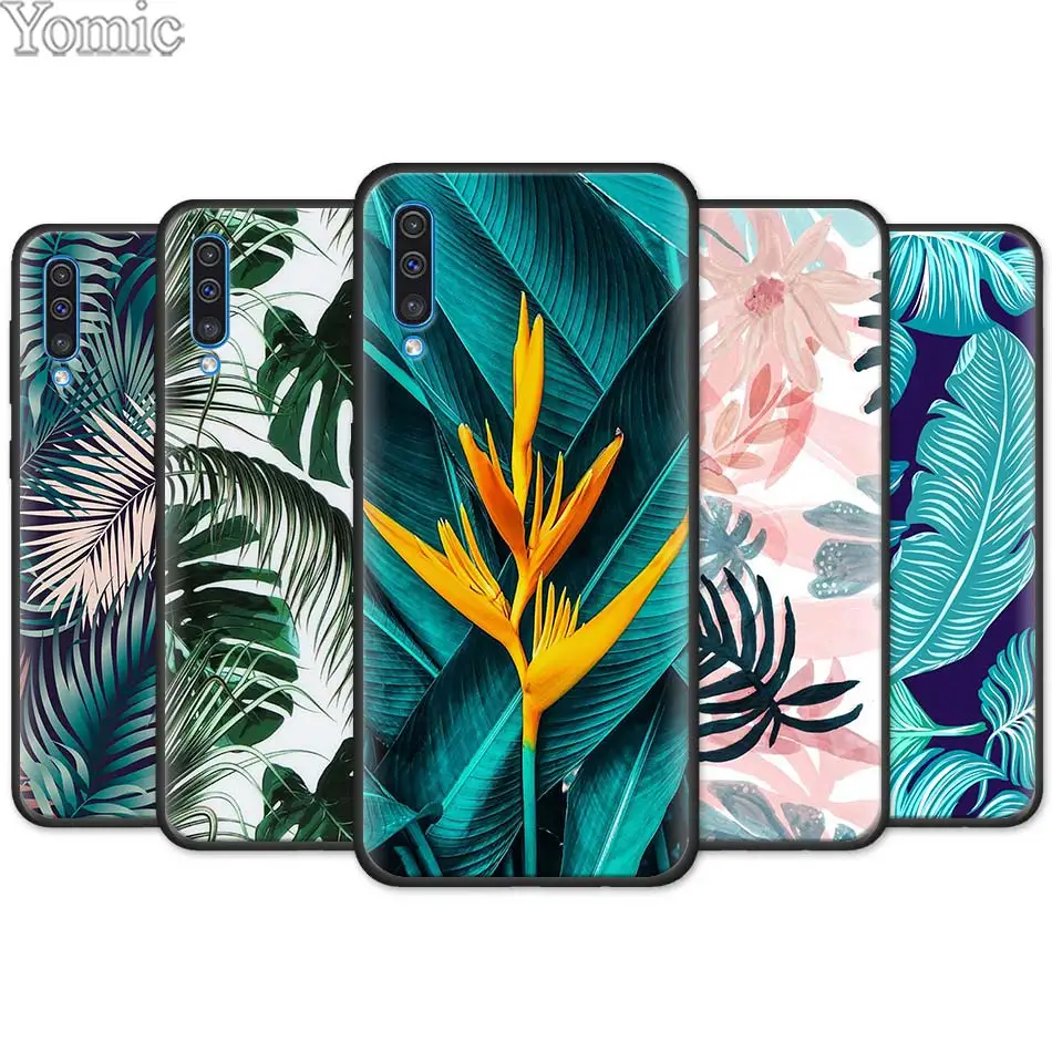 

Tropical Green Plant leaf Silicone TPU Case Cover for Samsung Galaxy M30 M10 M20 A50 A70 A40 A10 A20 A30 A60 Black Soft Case
