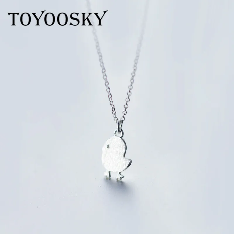 

925 Sterling Silver Cute Chick Necklaces & Pendants For Women Lovely Bird Girl Short Statement Necklace Gift Jewelry
