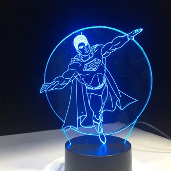 

LED Bulb 7 Colorful Change 3D Figure Superman Night Light Table Lamp Desk Light Baby Creative Gift Bedside Lighting