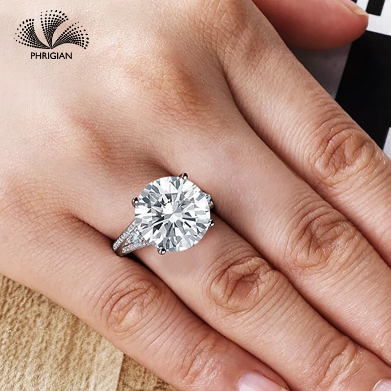 

Sona NOT FAKE Fine Engraving Ring S925 Sterling silver Diamond Custom ring Marry me ring round cut 4 claws