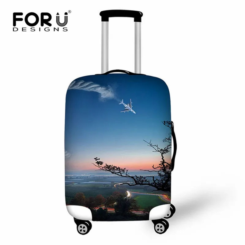 FORUDESIGNS/Эластичный Чехол для багажа с принтом самолета, защитный чехол на молнии для 18-30 дюймов, чехол для багажника, чехол для путешествий - Цвет: H12110