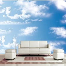 Пользовательские papel де parede infantil большие фрески голубое небо белые облака для гостиной ТВ фон Настенные обои