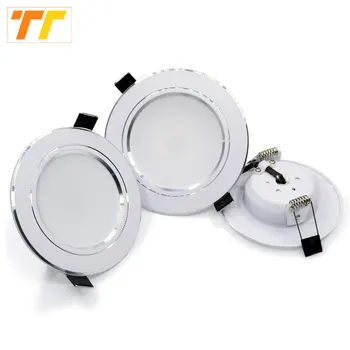 4Pcs 밝은 LED 통 5w 9w 15w 실버 테두리 라운드 천장 Recessed 스포트 라이트 110V 220V 230v 빛 차가운 따뜻한 화이트