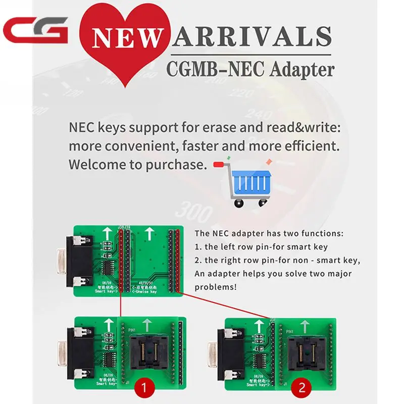 2019 Новый CGMB-NEC CG MB-NEC MB адаптер NEC левый ряд pin-для смарт-ключа и правого ряда pin-для несмарт-ключа Поддержка ключей стирания