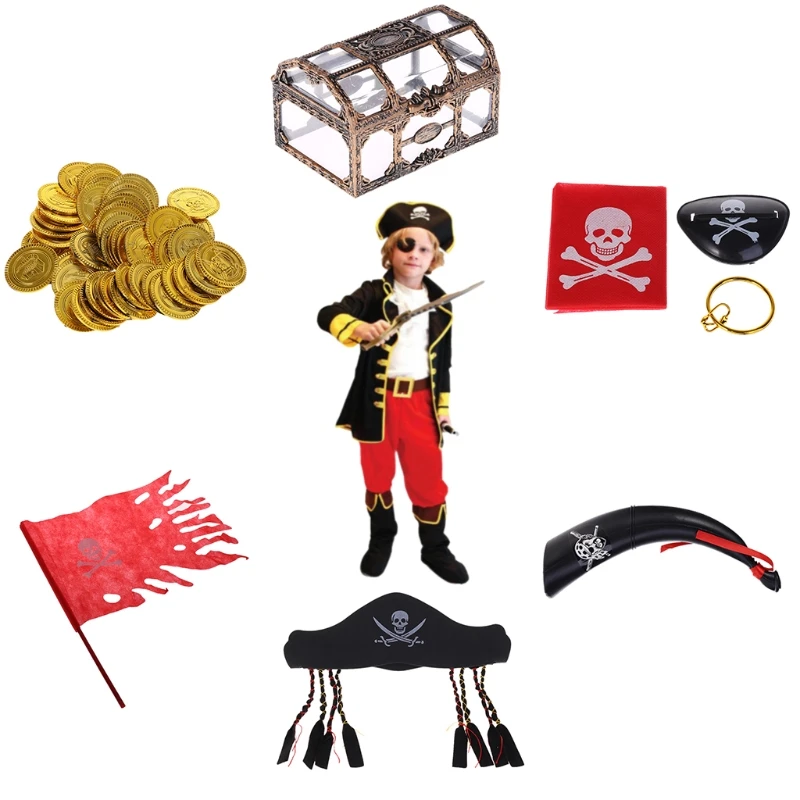 

New Pirate Captain Costume Pirate Flag Halloween Cosplay Props Pretend Play