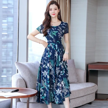

Flower Print Women Fashion Dress Summer Short Sleeve Boho Beach Dress Floral Casual Sundress