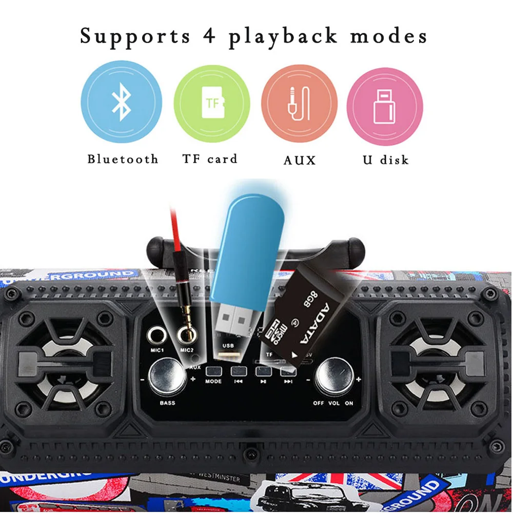 Hifi Portable Bluetooth Speaker FM Radio Move KTV 3D Sound system Sound bar subwoofer portable column bluetooth speaker FM radio