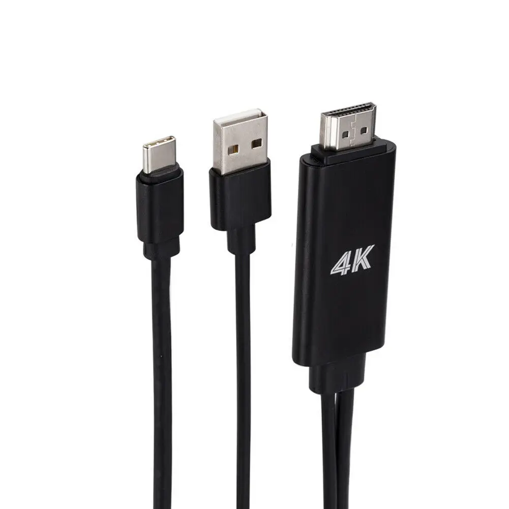 Черный Горячая USB 3,1 Тип C телефон к HDMI ТВ/HD ТВ Видео кабель для Samsung Galaxy S8 красный - Цвет: Черный
