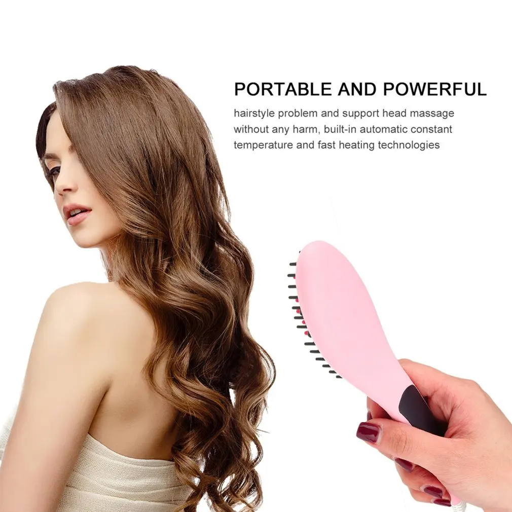 Portable Lightweight Electric Fast Hair Straightener Brush Anti Static Anti Scald Ceramic Hair Brush for Dry Hair dropshipping