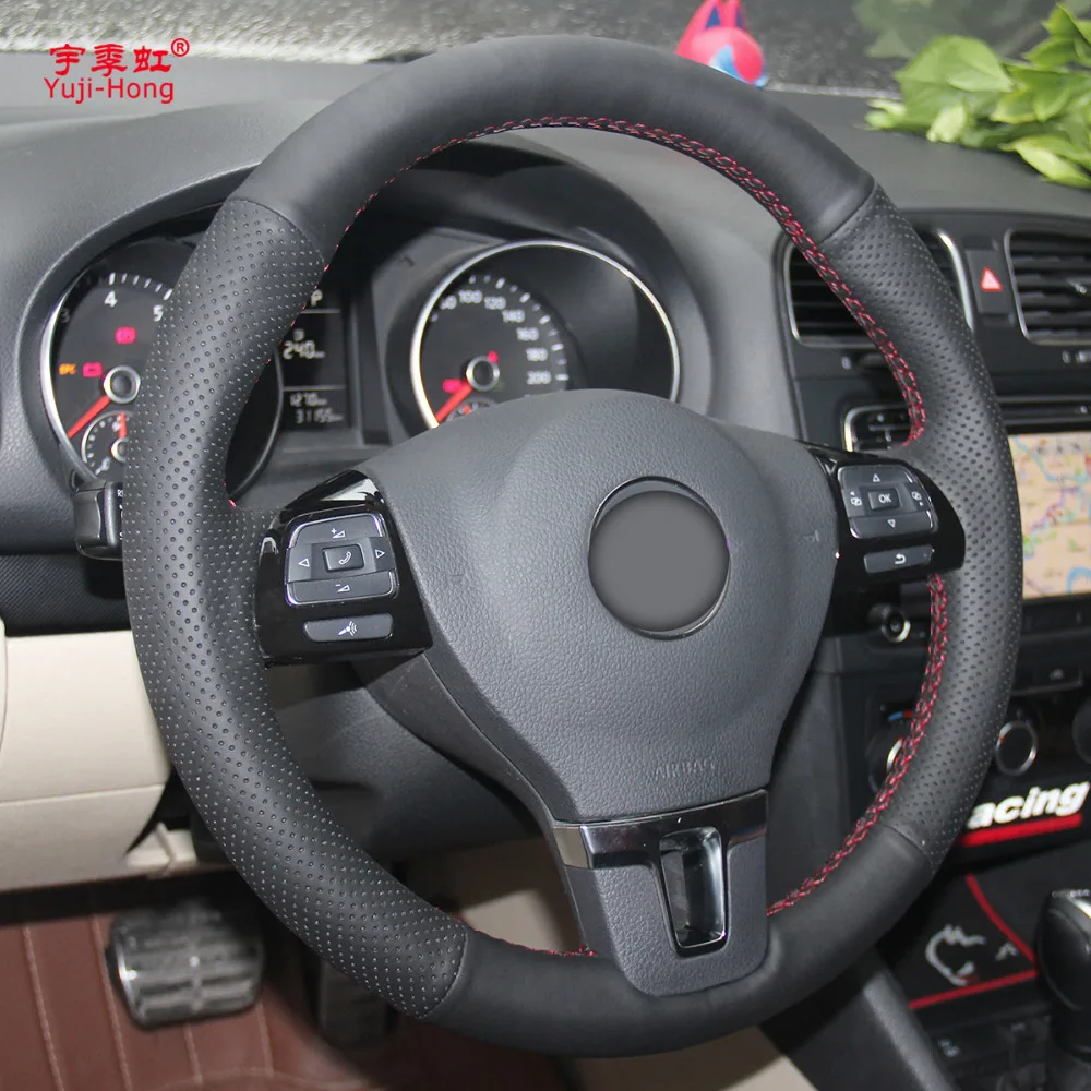 PONSNY искусственная кожа Автомобильный руль чехлы для Volkswagen VW CC Golf 6 Tiguan Passat Touran ручная прошитая крышка