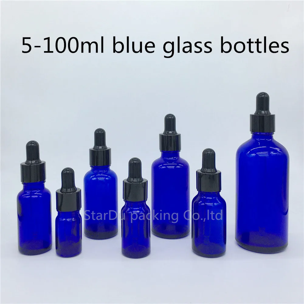 Download 5ml, 10ml,15ml,20ml,30ML,50ml,100ml blue Glass Bottle With black Dropper Essential Oil Bottle ...