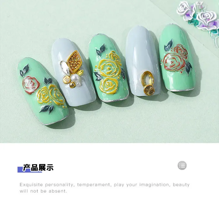 5D резные полые свежие летние аксессуары для ногтей, дизайн ногтей для женщин, украшения для ногтей, очаровательные ногти, принадлежности для ногтей, геометрические алмазные наклейки