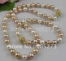 pearl jewelry set AA 8 9MM White pink purple color Genuine Freshwater pearl woman s jewelry