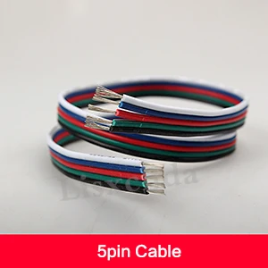 1 м 5 м 20 м 50 м 100 м 22AWG светодиодный кабель, красный черный провод 2pin 3pin 4pin 5pin, антиоксидантный оловянный медный провод, ленточный кабель - Цвет: 5pin Cable