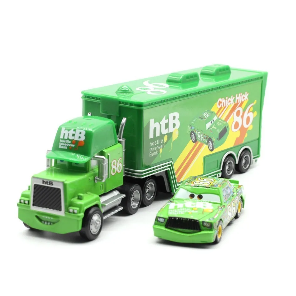 Disney Pixar Cars 2 3 игрушка Молния Маккуин Джексон шторм Мак Uncletruck King 1:55 литой металлический игрушечный автомобиль Детский подарок на день рождения - Цвет: Chick Uncle (2pcs)