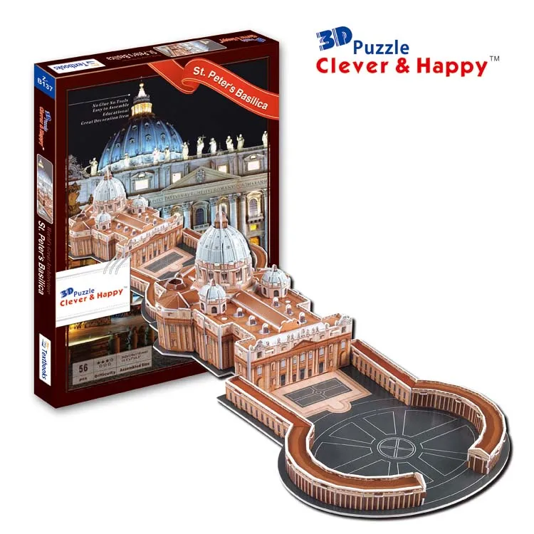 

2014 new clever&happy land 3d puzzle model St.Peter's Basilica large adult puzzle diy paper model games for children paper