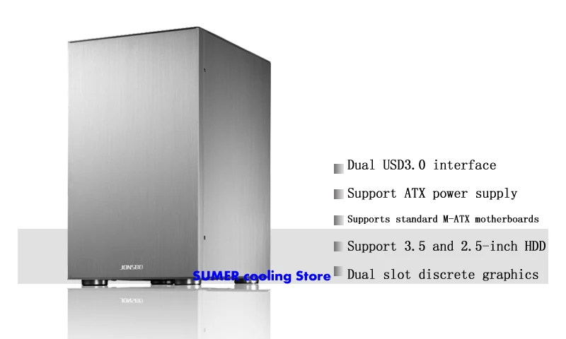 JONSBO C3 алюминиевое боковое полупрозрачное шасси, ITX HTPC мини шасси USB3.0, поддержка MATX плата питания Настольный comput чехол