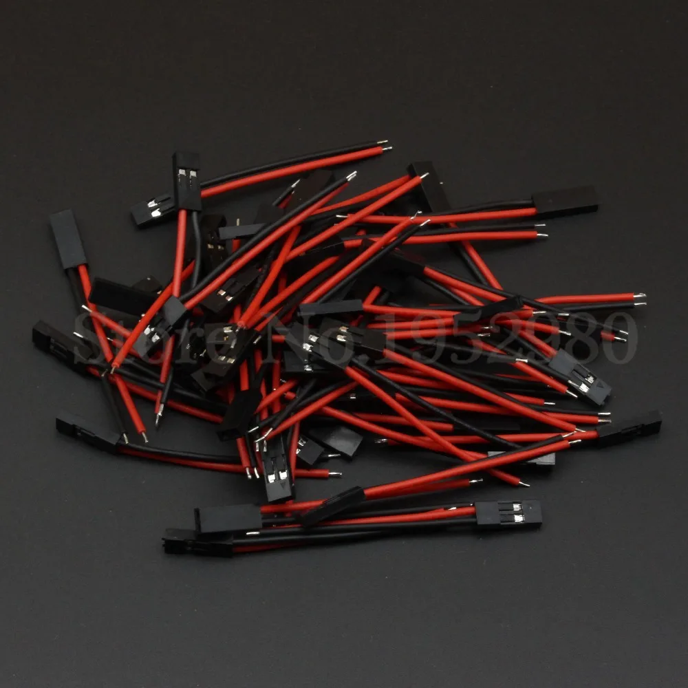 

500PCS 2.54mm Dupont Wire Jumper Cable 2.54mm Housing 60mm Long 22AWG 2 Pin Single Housing Red and black