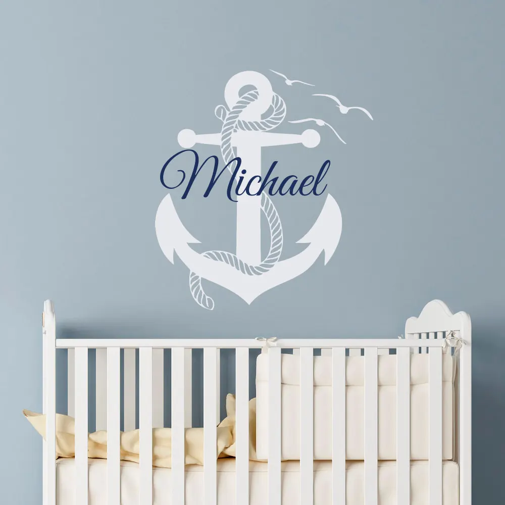 Extraíble niños habitación ancla etiqueta de la pared personalizado nombre dormitorio decoración Vinilos niños adolescentes Playroom etiqueta NY272