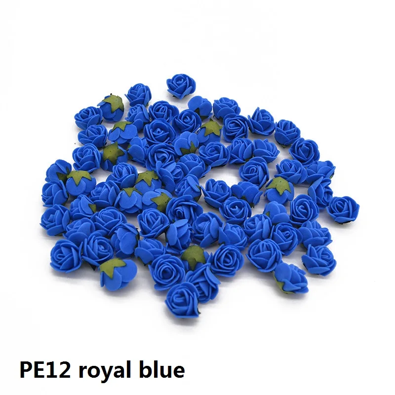 50 шт./лот, мини мишка, роза, Декоративные искусственные цветы, ПЭ пена, цветок розы, сделай сам, ремесло, скрапбукинг, подарок на день матери - Цвет: Royal blue