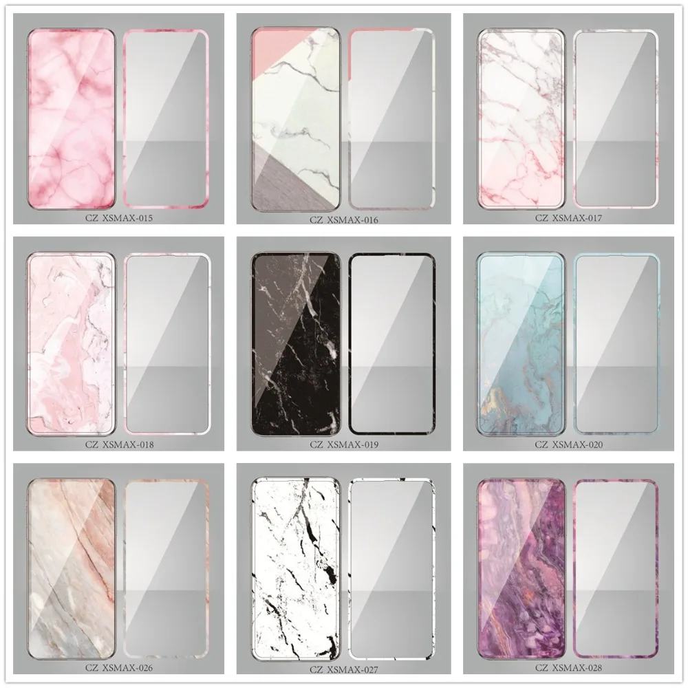 

Cute Marble Full Screen 3D Color Front Toughened glass Film For iPhone X/XS/XR/XS MAX front Screen Protector Full Cover