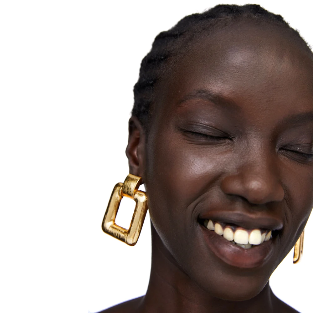 

Vodeshanliwen ZA New Geometry Metal Big Earrings For Women Trendy Jewelry Charm Wedding Statement Drop Dangle Earrings