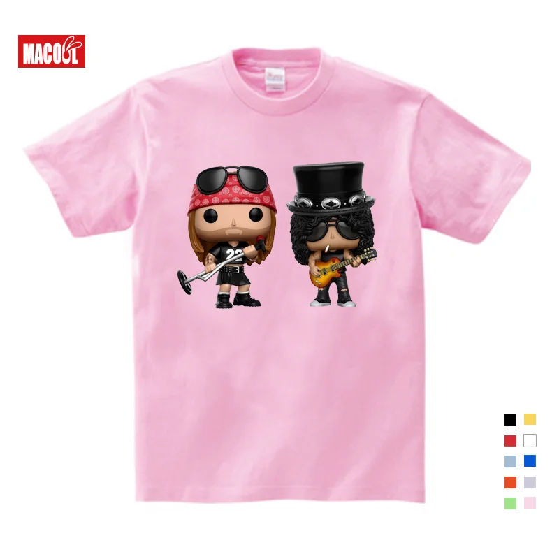Roses and Guns T Shirt Band Tops Guns N Roses Clothing Tshirt Children's Funny Hip Hop High Quality for Boy Girl Cartoon Unisex