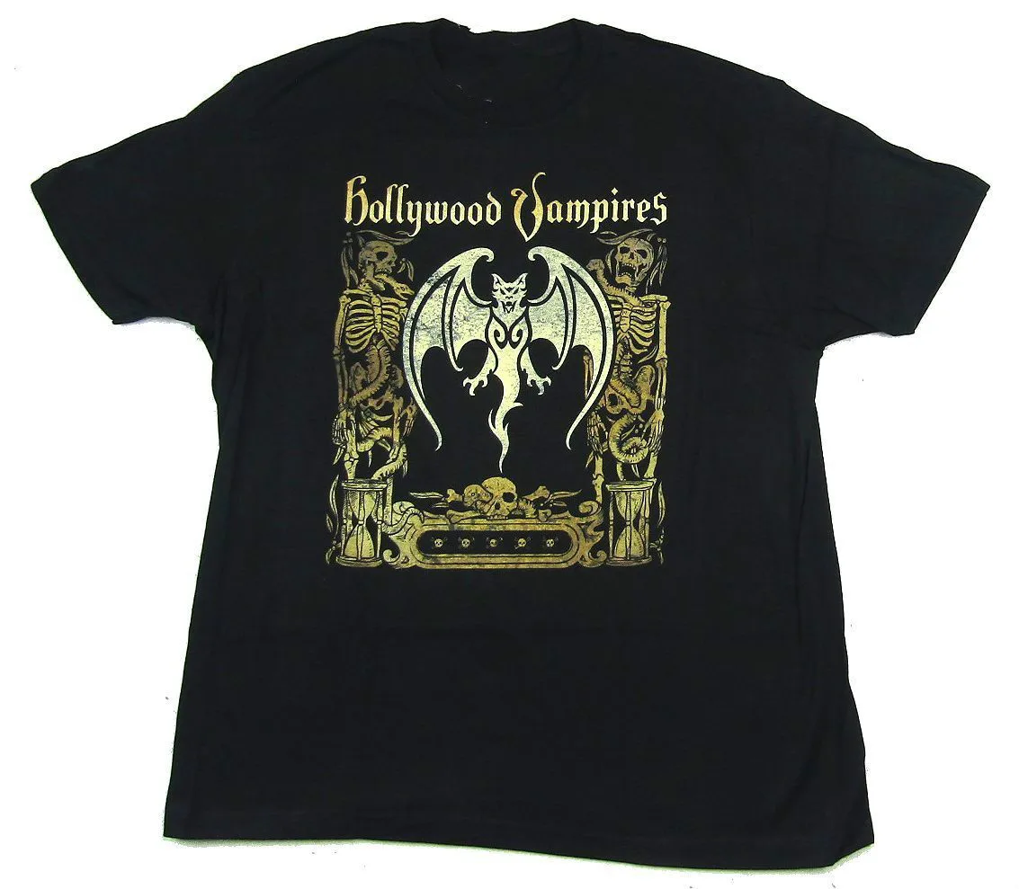 

Hollywood Vampires Cover Art Bat Skeletons Black T Shirt New Official Band Merch Newest