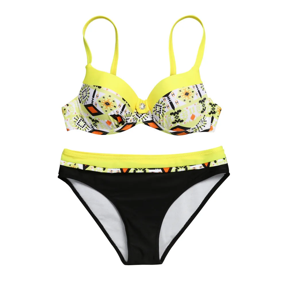 Swimsuit women Solid bikini 2019 Plus Size Swimwear Padded Push-up Bra Bikini Set Swimsuit Bathing Suit Swimwear Beachwear-4