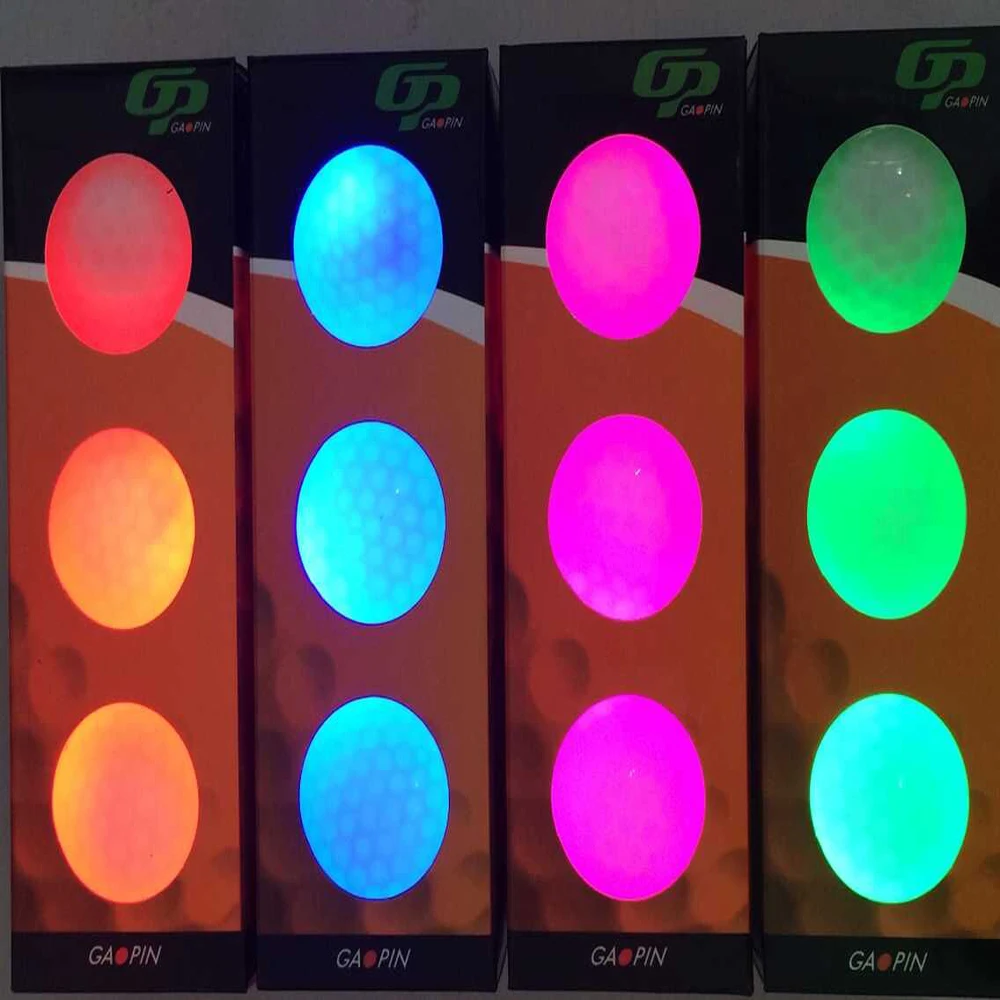 

12PCS Golf LED Ball High Quality 2-layer Tournament Golf Practice Ball Lighting Reusable Glow In Dark Electronic Training Aids