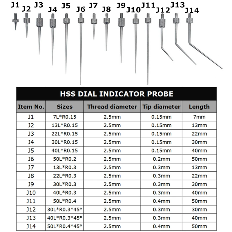 Стрелочный Индикатор наконечник зонд высокоскоростной стальной изогнутый зонд M2.5 диаметр резьбы измерительные инструменты аксессуары для инструментов
