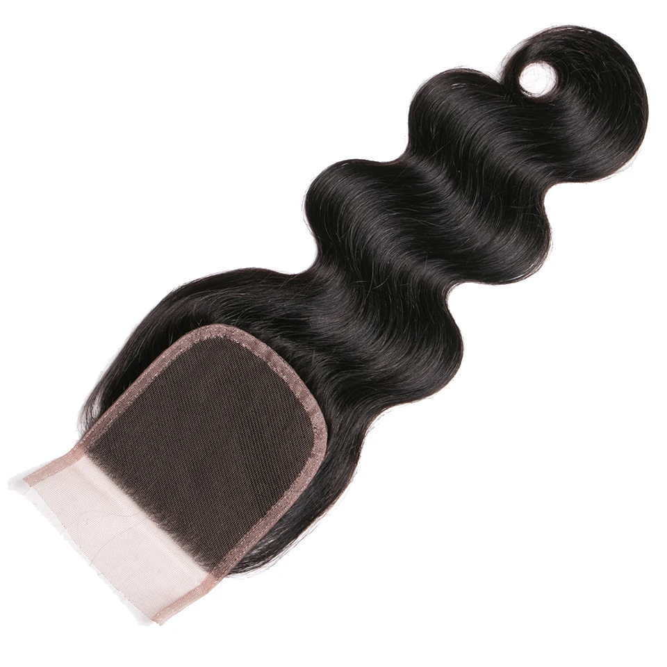 Onda do Corpo do Laço Queenlike Cabelo Humano Free Parte Encerramento 130% Densidade Luz Laço Suíço Marrom Não Remy Cor Natural Fechamento 6 Queenlike Cabelo Humano Free Parte Encerramento 130%