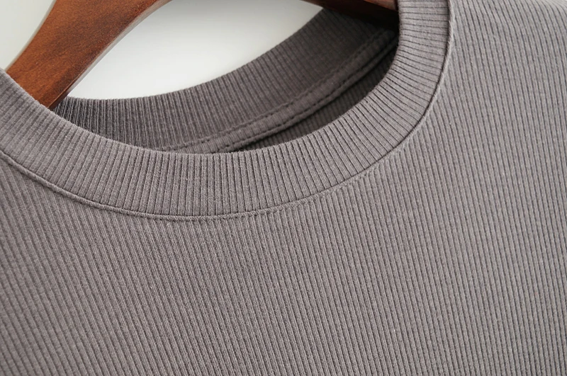 Women Crew Neck Ribbed  Long Sleeve Slim Fit T-shirt For size XS/S