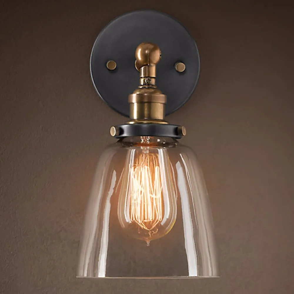 E27 Retro Glass Loft Wall Light Vintage Indoor Lighting E27 Retro Glass Loft Wall Light Vintage Indoor Lighting Lamp Bedside Bedroom Kitchen Restaurant Sconce