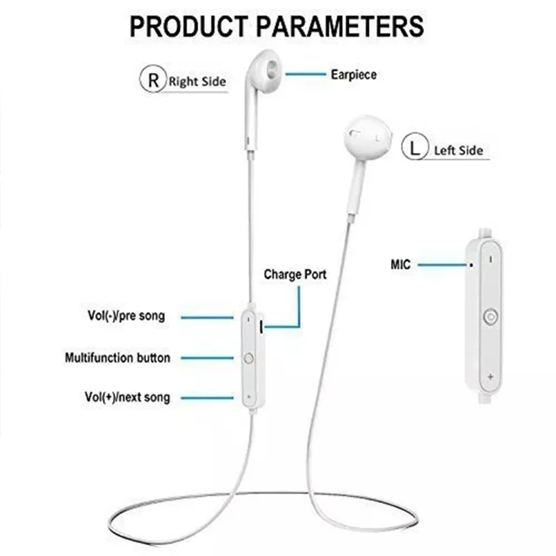 4,2 беспроводные Bluetooth наушники S6 стерео наушники спортивные гарнитуры для iPhone samsung S6 7 8 Note Xiaomi huawei Android Ios телефоны