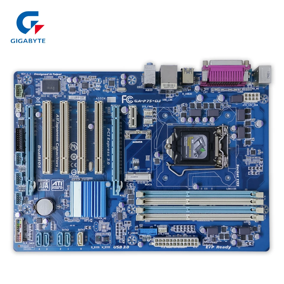 

Gigabyte GA-P75-D3 Desktop Motherboard P75-D3 B75 LGA 1155 Core i7 i5 i3 DDR3 32G SATA3 USB3.0 ATX