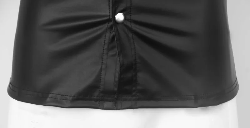 Новые мужские Сексуальные облегающие рубашки с коротким рукавом локомотив Catsuit лакированные кожаные костюмы для барная Клубная одежда для стриптиза Необычные Вечерние