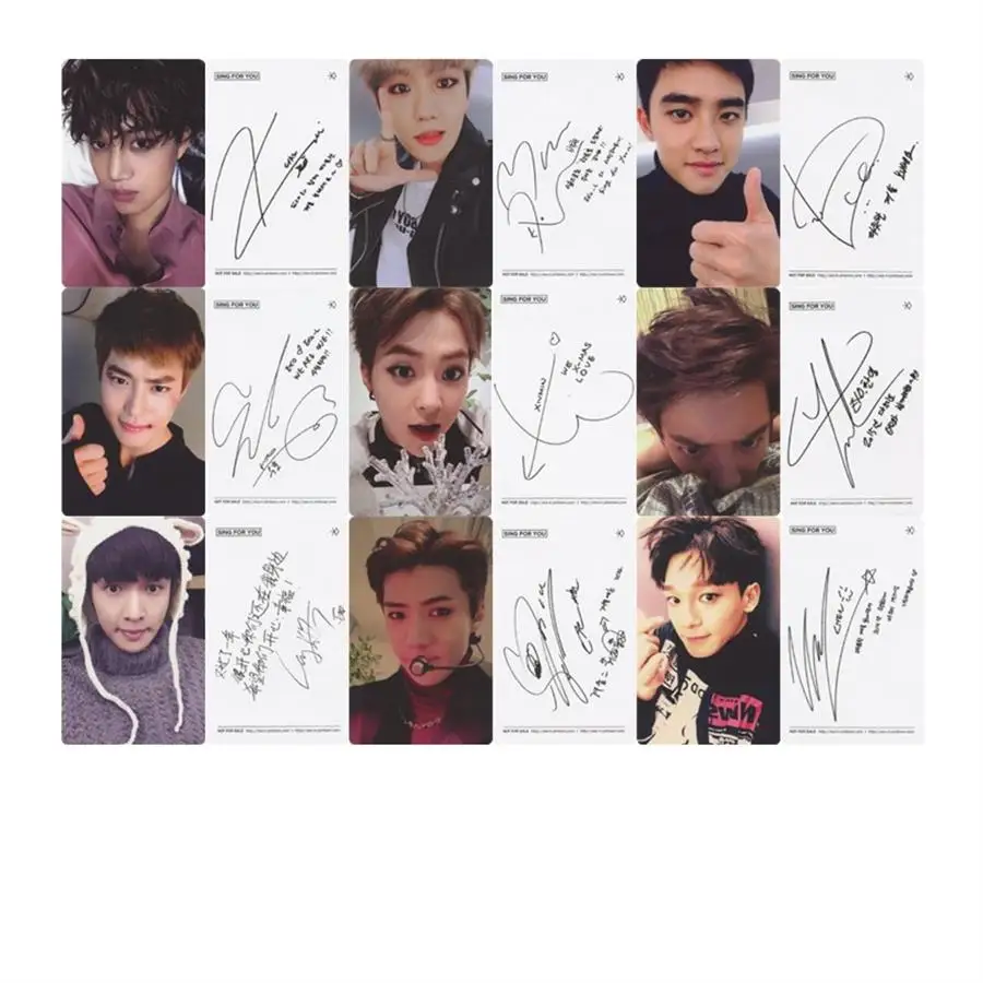Kpop EXO Sing для вас бумажные фото карты самодельный автограф Фотокарточка постер 9