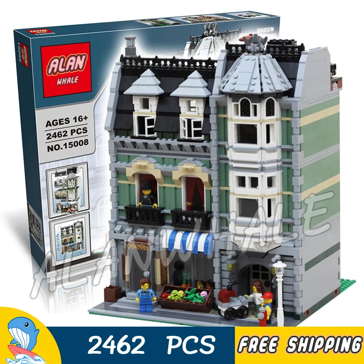 

2352pcs Creator Expert Green Grocer Hall Apartments Construct 30005 Model Modular Building Blocks Toy Brick Compatible with Lego